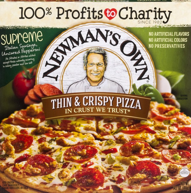 embalagem logomarca paul newman pizza alimentos